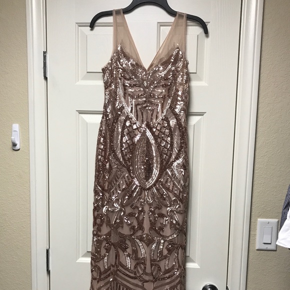 Adrianna Papell Sequin Embroidered Gown - Picture 2 of 8